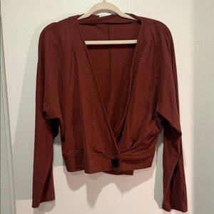 Zara Deep Red Long Sleeve Blouse